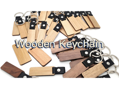 Bois en cuir personnalisable Keychains - bois de hêtre de noix
