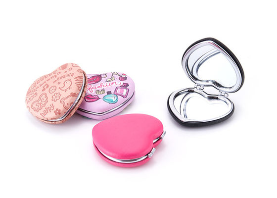 Miroir pliable de maquillage de poche de coeur de Debossing d'ABS cosmétique de miroir pour le voyage