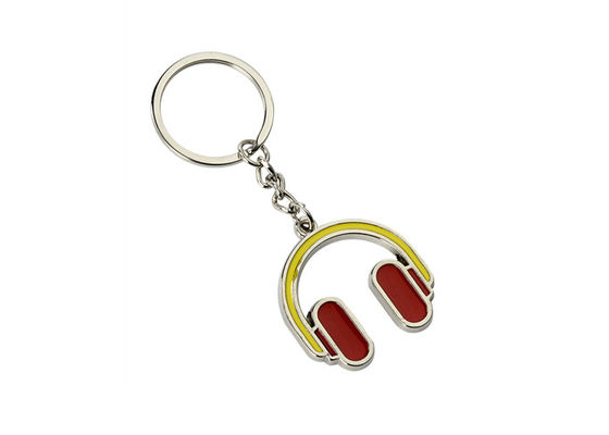Porte-clés mignon d'écouteur en métal de cadeau de souvenir de chaînes de clé d'émail de fer