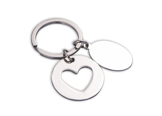 Gravure multifonctionnelle de laser de support en forme de coeur pendant rond de clé