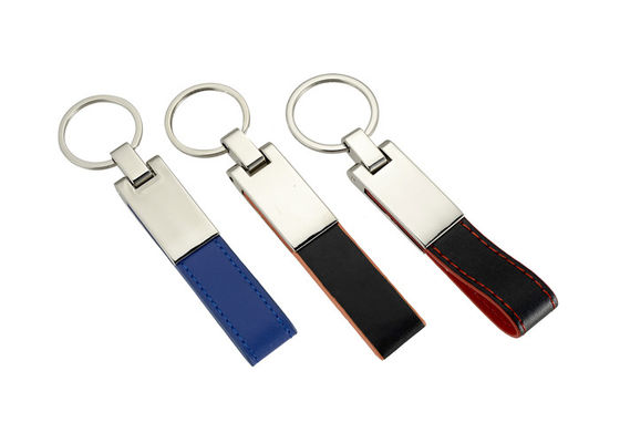Support en alliage de zinc en cuir personnalisé de clé de voiture de chaînes de clé d'unité centrale avec le bracelet en cuir