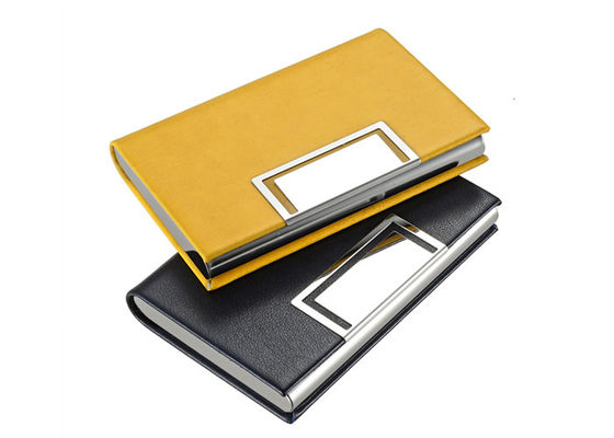 Porte-cartes de carte nominative magnétique en cuir de luxe d'unité centrale Debossing Logo Metal Card Case Wallet