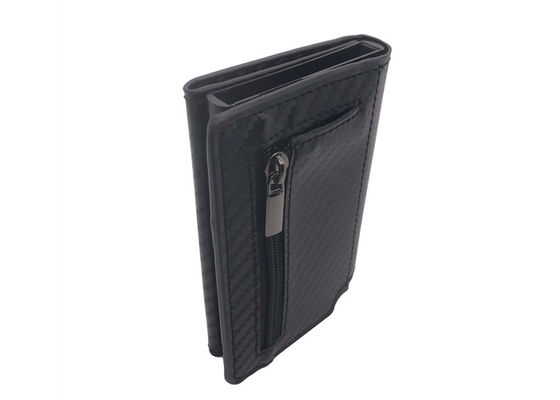 Support en cuir de Wallet Rectangle Card d'organisateur de carte de crédit de l'unité centrale RFID de carbone