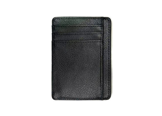 Le rectangle garnissent en cuir l'organisateur noir Wallet Custom Logo Card Holder 20g de carte de crédit de 97mm