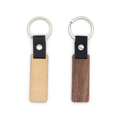 Gravure du bois en cuir personnalisable de Keychains - bois de hêtre de noix