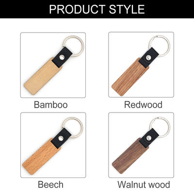 Gravure du bois en cuir personnalisable de Keychains - bois de hêtre de noix