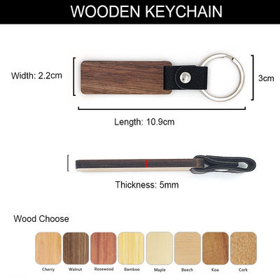 Gravure du bois en cuir personnalisable de Keychains - bois de hêtre de noix