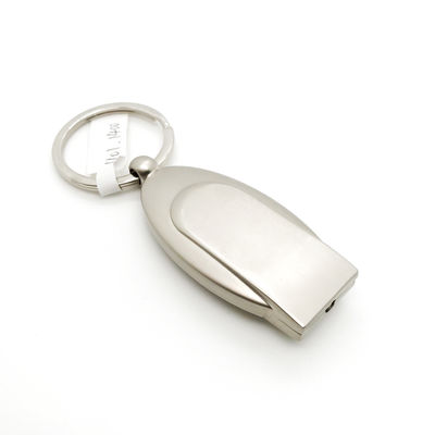 Porte-clés en métal en argent pour la promotion avec logo personnalisé en finition en argent