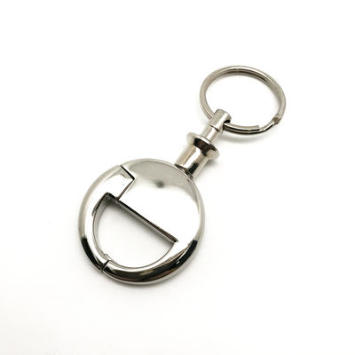 Porte-clés rétractable de couleur argentée avec personnalisation du logo en couleur argentée