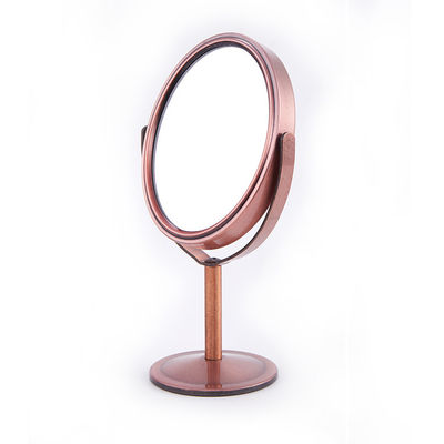 Rétroviseur de table cosmétique à 360 degrés rotatif rond avec grossissement 2X et fonction LED