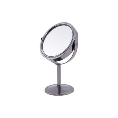 Elegant en argent en PU en cuir, miroir de table de beauté / maquillage, miroir de table avec grossissement 2X