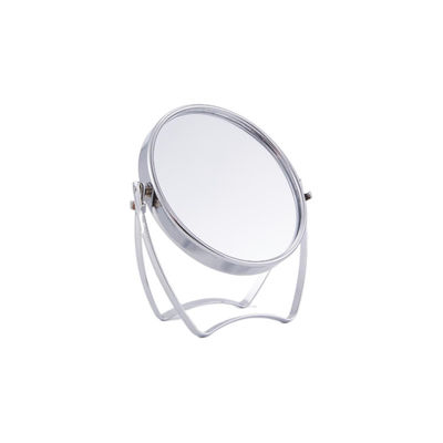 Meilleur miroir de table cosmétique LED en cuir argenté en PU avec fonction rotative