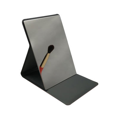 Rétroviseur à LED argenté rond avec cuir PU brillant réglable et double face