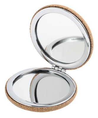 Logo en PU personnalisé à double face, miroir de poche compact pliable pour la beauté en déplacement
