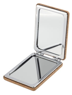 Miroir de poche pliable en PU personnalisé à double face 1x/2x compact dans polybag