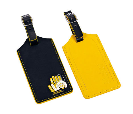 Étiquette de bagages en PU / aluminium rectangulaire Impression personnalisée Adapte à différents sacs avec ceinture à boucle sécurisée