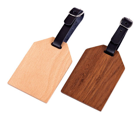 Étiquette de bagage en bois accrocheuse avec ceinture de sécurité pour identifier les sacs