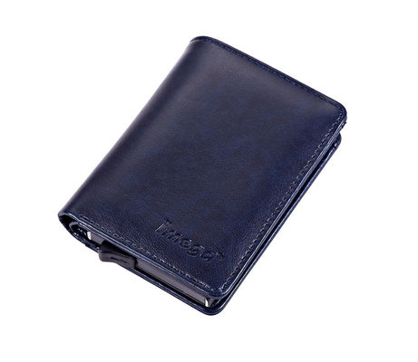 Portefeuille classique et sophistiqué pour détenteur de carte en PU/aluminium Organise 8 à 10 cartes avec fermeture magnétique