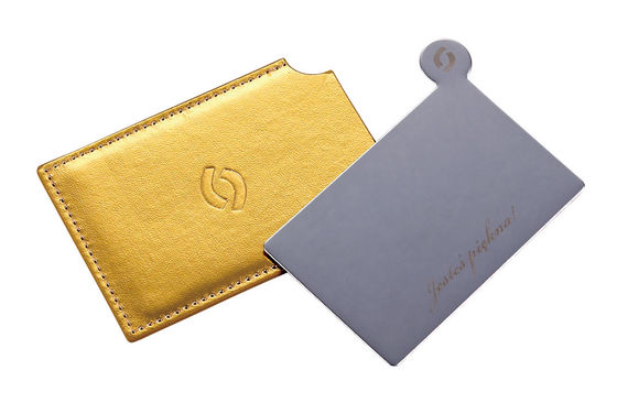 Miroir de poche en PU personnalisé avec conception pliable et grossissement 1x