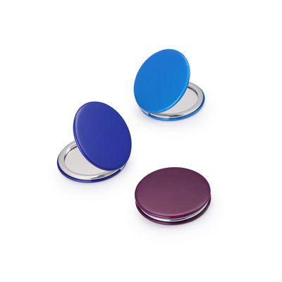 Rétroviseur de poche en PU rond personnalisé Rétroviseur cosmétique compact avec grossissement 1X/2X