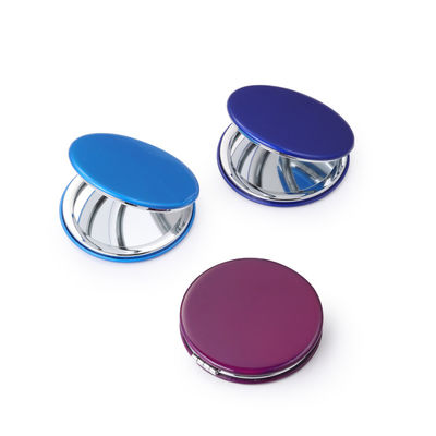 Rétroviseur de poche en PU rond personnalisé Rétroviseur cosmétique compact avec grossissement 1X/2X