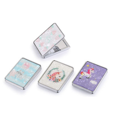 Rétroviseur de poche cosmétique pliable rond double face compact avec grossissement 1X/2X