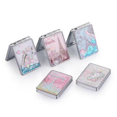 Portable pliable ronde Portable maquillage miroir de poche Compact miroirs cosmétiques sans éclairage