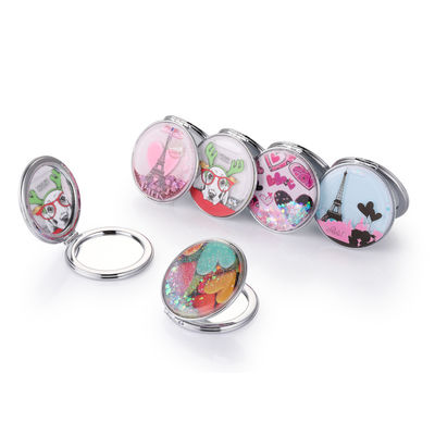 Miroir de poche en PU compact personnalisé pour la beauté en déplacement
