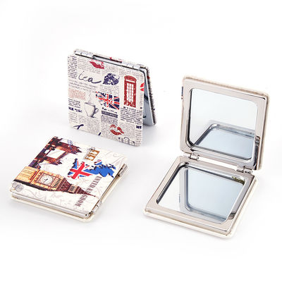 Personnalisé en cuir en PU Compact Ronde pliable Pliable Cosmétique Compact Pocket Size Miroir de beauté