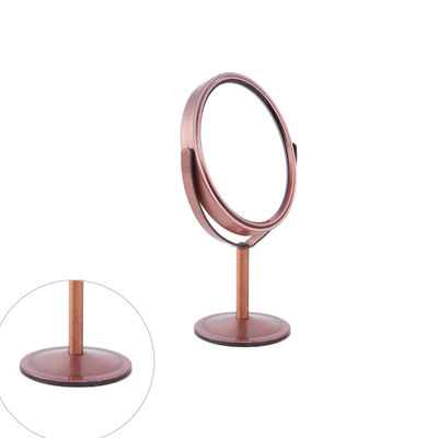 Maquillage de table rotatif argenté réglable, miroir de vanité avec grossissement 1X/2X