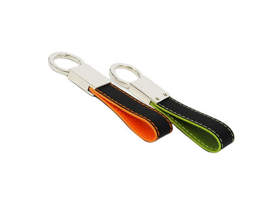 Support en cuir de clé de voiture du porte-clés 7mm Debossing de crochet de rupture en métal de point