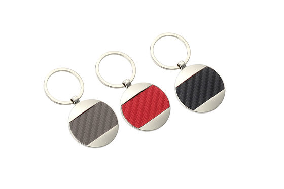 Support principal en cuir noir rouge des chaînes de clé de cuir de fibre de carbone 5mm Pantone