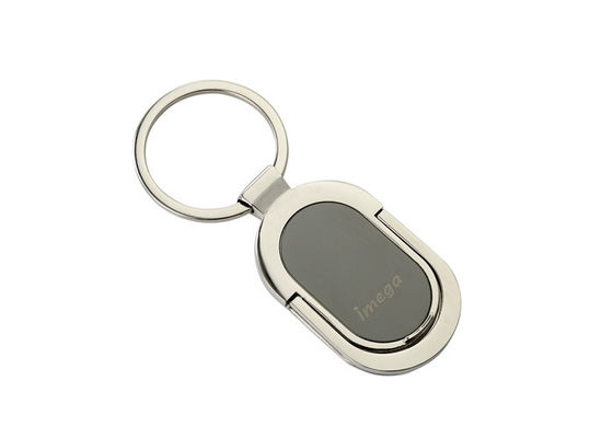 Porte-clés en alliage de zinc à chaînes principal personnalisé de support de téléphone de support en métal d'ellipse