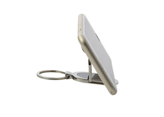 Porte-clés en alliage de zinc à chaînes principal personnalisé de support de téléphone de support en métal d'ellipse