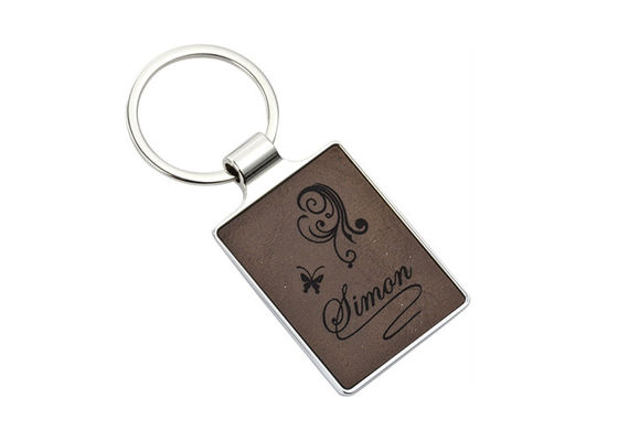 Clé 4mm rose Ring Advertising de Logo Leather Key Chains 55mm de gravure de laser