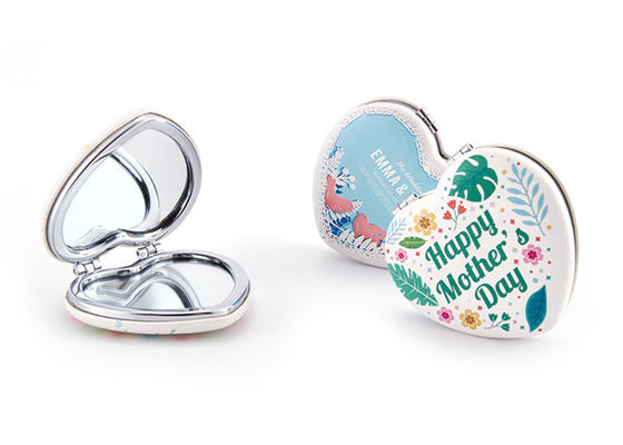 Miroir pliable de maquillage de poche de coeur de Debossing d'ABS cosmétique de miroir pour le voyage