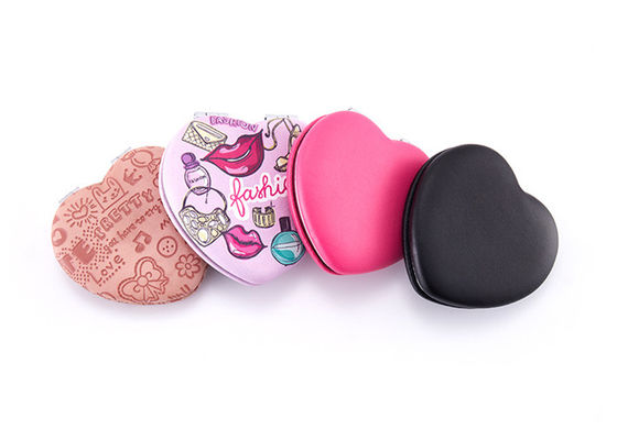 Miroir pliable de maquillage de poche de coeur de Debossing d'ABS cosmétique de miroir pour le voyage