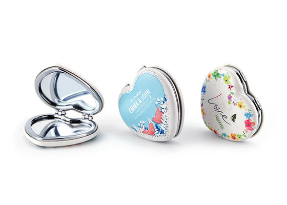 Miroir pliable de maquillage de poche de coeur de Debossing d'ABS cosmétique de miroir pour le voyage
