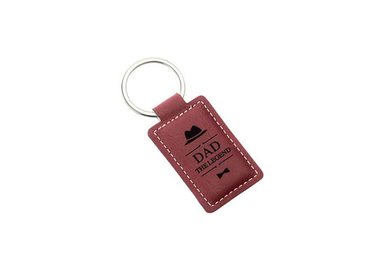 Support principal en cuir de clé d'unité centrale de rectangle de chaînes de laser de cru épais en cuir du logo 3mm