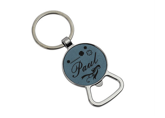 Chaîne principale d'épaisseur du souvenir 4mm de support de clé d'ouvreur de bouteille du logo 65mm de laser