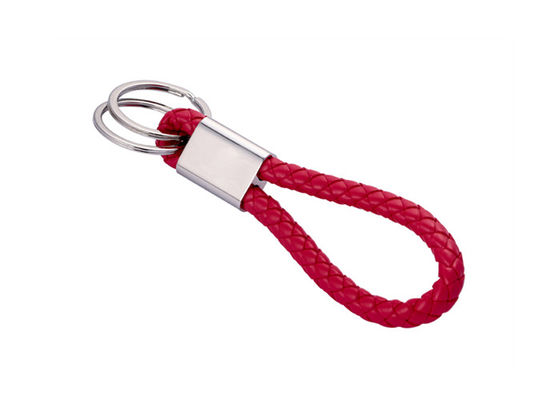 l'unité centrale de 10mm a tressé les chaînes principales en cuir Debossing Logo Car Key Ring Holder