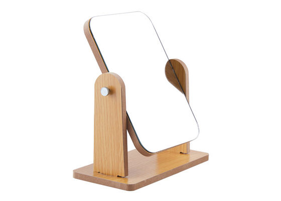 Double miroir dégrossi de maquillage de table ronde de rectangle rotatif en bois de miroir