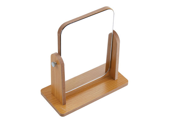Double miroir dégrossi de maquillage de table ronde de rectangle rotatif en bois de miroir