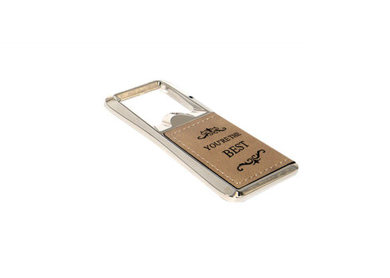 Rectangle en alliage de zinc en cuir d'unité centrale de laser Logo Metal Bottle Opener