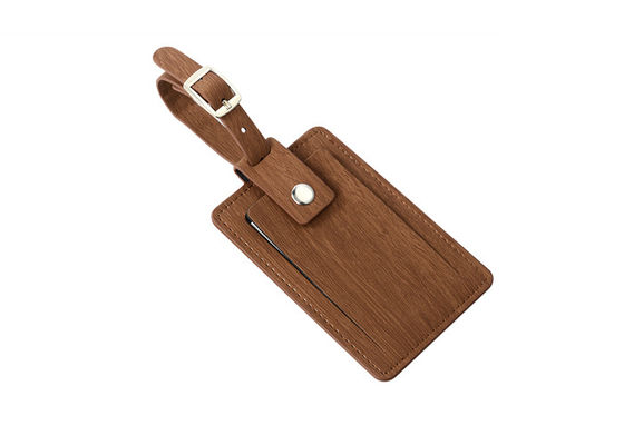 L'étiquette en bois de bagage de voyage de grain a personnalisé l'unité centrale de cuir véritable