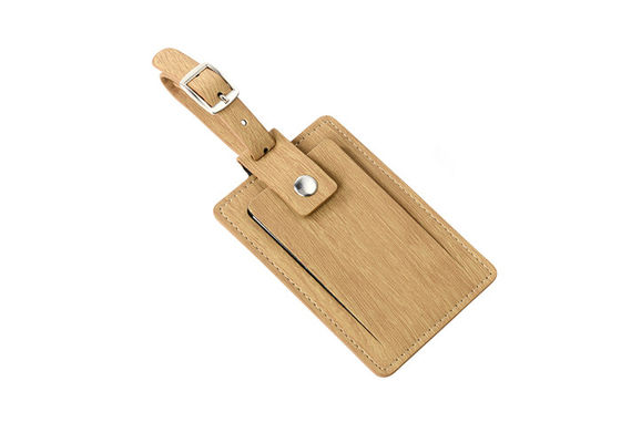 L'étiquette en bois de bagage de voyage de grain a personnalisé l'unité centrale de cuir véritable