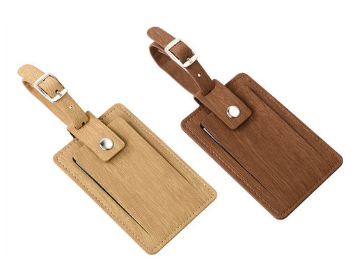 L'étiquette en bois de bagage de voyage de grain a personnalisé l'unité centrale de cuir véritable