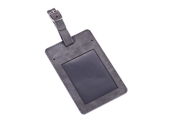 Cadeau en cuir de souvenir d'étiquette de bagage d'unité centrale de Grey Genuine Leather Tag Rectangle
