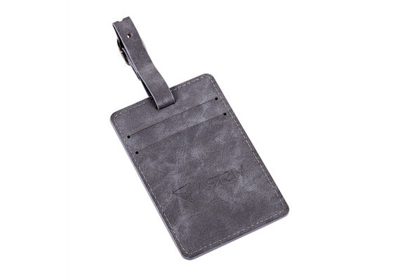 Cadeau en cuir de souvenir d'étiquette de bagage d'unité centrale de Grey Genuine Leather Tag Rectangle