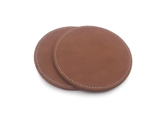 Unité centrale Brown en cuir Pantone de Debossed Logo Drink Coasters With Logo